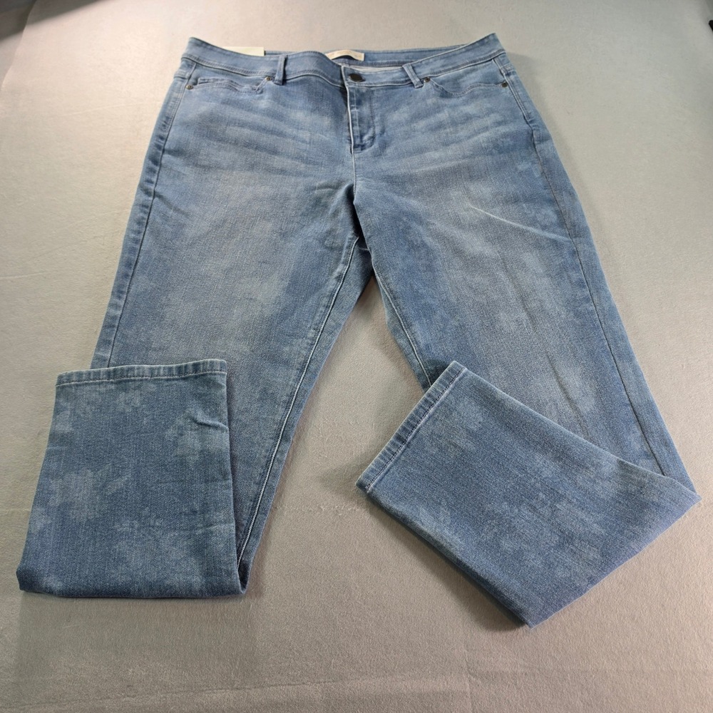 J.Jill Authentic Slim Ankle Floral Jeans Light Wash Blue 16 NWT Boho Cottagecore